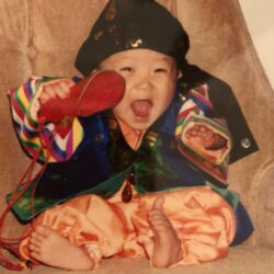 Dylan wearing traditional Korean Hanbok.